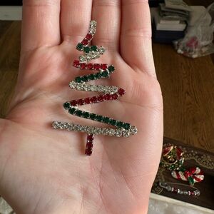 Festive Crystal Christmas Tree Brooch